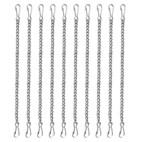 10 Pcs 20 Inch Stained Glass Window Hanging Chain - Silver 304 Stainless Steel, Window Art Decor, Patio Garden Outdoor Decorative Hanging Glass Panels Chains
