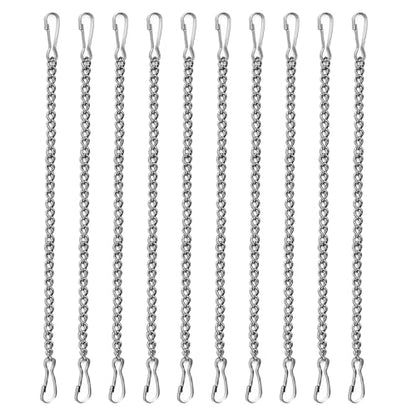 10 Pcs 20 Inch Stained Glass Window Hanging Chain - Silver 304 Stainless Steel, Window Art Decor, Patio Garden Outdoor Decorative Hanging Glass Panels Chains