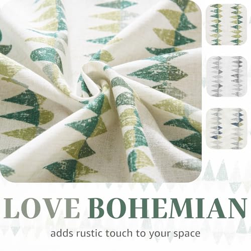 jinchan Sage Green Linen Kitchen Tier Curtains 24 Inch Modern Boho 2 Panels - color: Tribal | Sage Green on Linen, size: 26"W x 24"L (Pack of 2)