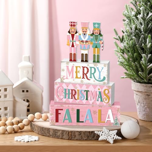Yousoontic 4 Pcs Christmas Pastel Nutcracker Rustic Farmhouse Decor - style: Nutcracker
