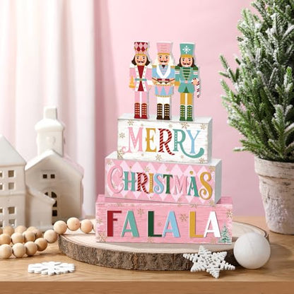 Yousoontic 4 Pcs Christmas Pastel Nutcracker Rustic Farmhouse Decor - style: Nutcracker