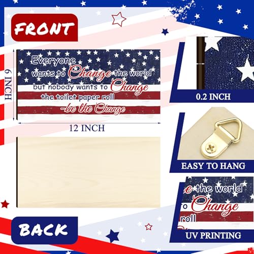 Jetec 2 Pcs Funny Bathroom Signs Wall Decor Farmhouse,Independence Day - style: Independence Day