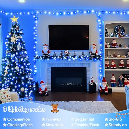 JMEXSUSS 2 Pack 100 LED Blue and White Christmas Lights - color: Blue White, size: 200 LED