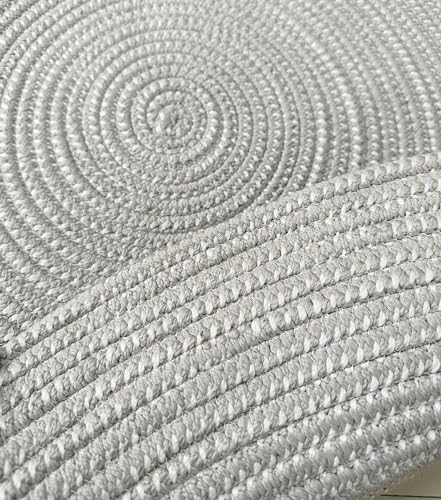 Hand Woven Round Area Rugs Living Room Bedroom Study Computer Chair Cushion Base Mat Round Carpet Lifts Basket Swivel Chair Pad Coffee Table Rug(2' Round, Gray) - color: Grey, size: 2' Round