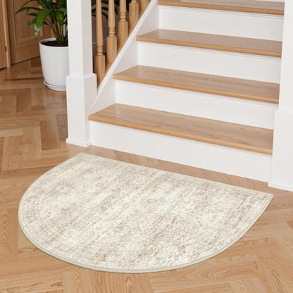 2x3 Half Circle Rug, Small Washable Entryway Rug,Beige - color: Beige/Ivory, size: 2' x 3' (Semicircular)
