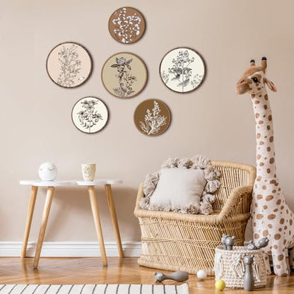 Barydat 6 Pcs Boho Wooden Plant Wall Art Decor,Vivid Round,8 Inch, 10 Inch - color: Vivid Round