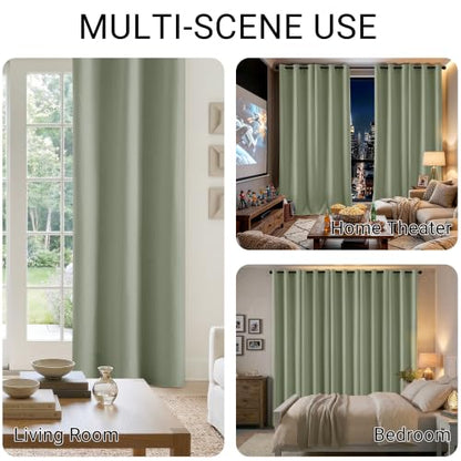 ChrisDowa Sage Green Blackout Curtains 72 Inches Long 2 Panels for Bedroom - color: Sage Green, size: 40"W x 72"L (Pack of 2)