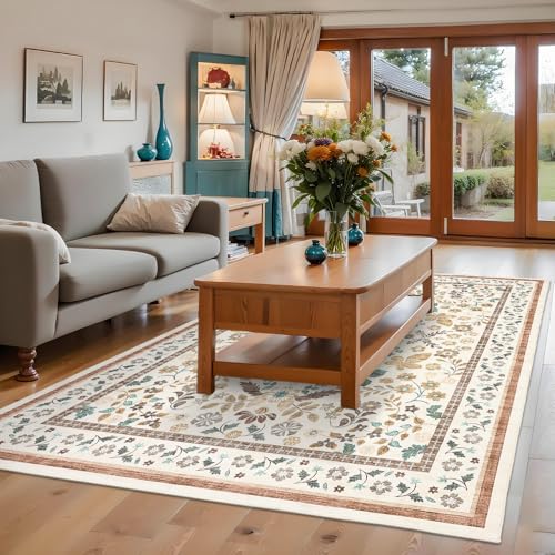 GarveeHome 6x9 Area Rugs for Living Room Machine Washable Beige - color: Beige, size: 6' x 9' (Rectangular)