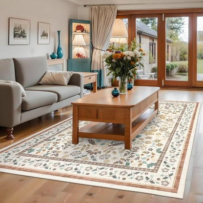 GarveeHome 6x9 Area Rugs for Living Room Machine Washable Beige - color: Beige, size: 6' x 9' (Rectangular)