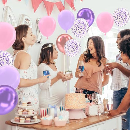 Patimate Purple and Pink Latex Balloons Set 50 pcs 12 inch - color: Purple Pink
