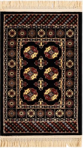 Rugs.com Bokhara Collection Rug – 2x3 Black Medium-Pile Rug Perfect for Entryways, Kitchens, Breakfast Nooks, Accent Pieces - color: Black, size: 2' x 3'