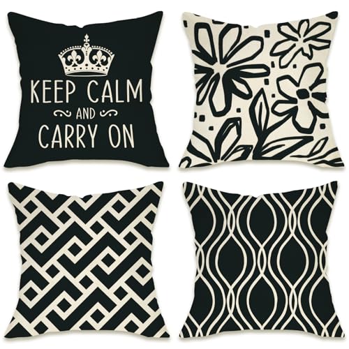 Fahrendom Keep Calm and Carry on Decorative Throw Pillow Covers - color: Geometric