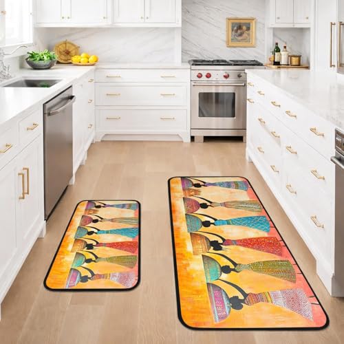 Classic Kitchen Mats for Floor, 2-Piece Non-Slip Kitchen Rugs - color: Exotic Art