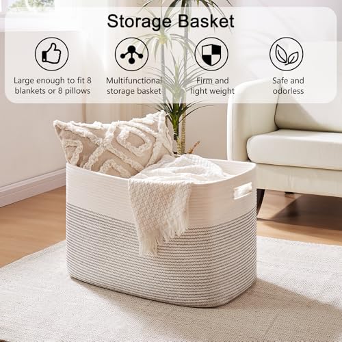 OIAHOMY 108L Extra Large Blanket Basket Dog Toy Basket Black/White - color: Black/White