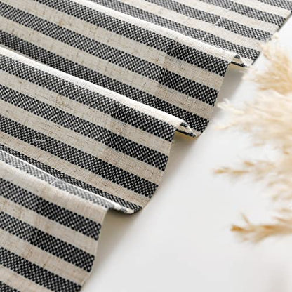 jinchan Linen Boxter Stripe Valances for Window 16 inch,Black,1 Panel - color: Boxter Stripe | Black on Linen, size: 50"W x 16"L (Pack of 1)