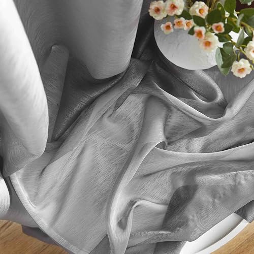 HLC.ME Semi Sheer Grommet Curtains, 2 Panels, 54x72 Inch, Charcoal Grey - color: Charcoal Grey, size: 54"W x 72"L (Pack of 2)