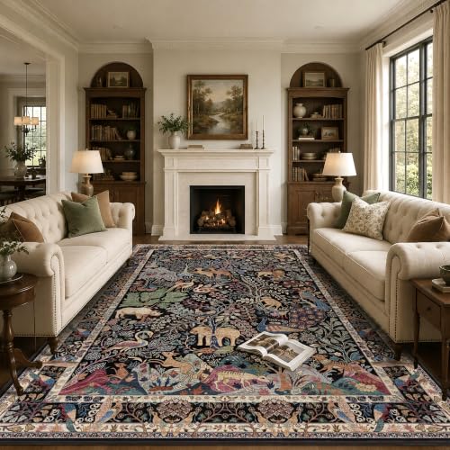 10x14 Large Area Rug, Jungle Animal Print Rug for Living Room - color: Black/Multi, size: 10' x 14' (Rectangular)