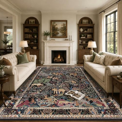 10x14 Large Area Rug, Jungle Animal Print Rug for Living Room - color: Black/Multi, size: 10' x 14' (Rectangular)