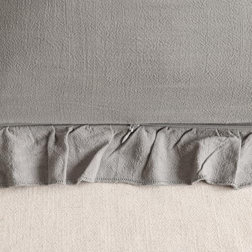 Foindtower Linen Fringe Ruffle Throw Pillow Covers 18×18 Inch Taupe Gray - color: Cinder, size: 18" x 18" (Pack of 2)