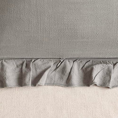 Foindtower Linen Fringe Ruffle Throw Pillow Covers 20×20 Inch Taupe Gray - color: Cinder, size: 20" x 20" (Pack of 2)