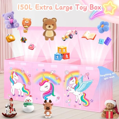 Extra Large Toy Box with Lids, Collapsible Storage Chest, 40"x16"x16" Pink - color: Pink