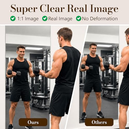 brisafe Home Gym Mirror, 72"x24" Tempered Glass Wall Mirror - size: 72"L x 42"W
