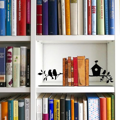 Bird Standing on Branch Decorative Bookends Cute Metal Book End for Shelves