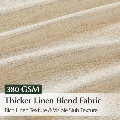 Semi Sheer Pinch Pleated Linen Curtains for Living Room 96 Inches, Cream - color: Cream, size: 40"W x 96"L (Pack of 2)
