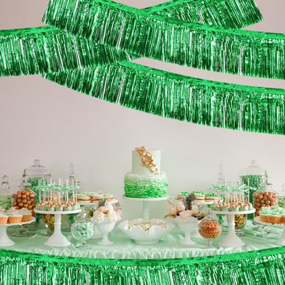 BEISHIDA Green Fringe Garland Banner 3Pack 30ft Wall Tinsel Foil Streamers - color: Green