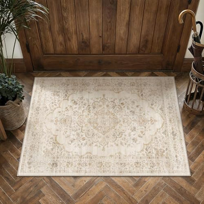 2x3 Beige Washable Neutral Area Rug Entryway - color: Neutral | Beige, size: 2' x 3' (Rectangular)