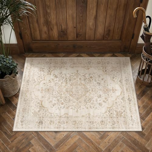 2x3 Beige Washable Neutral Area Rug Entryway - color: Neutral | Beige, size: 2' x 3' (Rectangular)