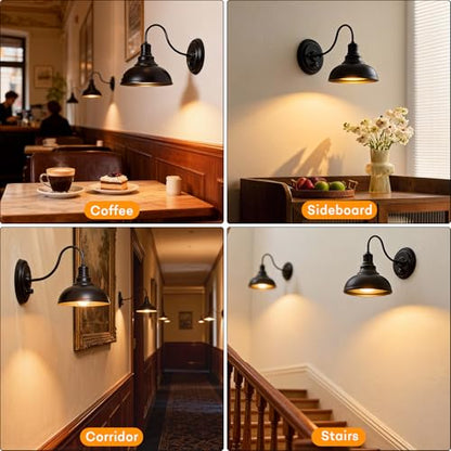 Lightess Wall Sconce with Switch Dimmable Wall Mounted Bedside Lamps 2 Pack - color: 2 Pack-Black Switch