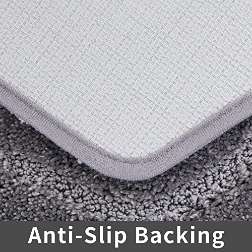 COSY HOMEER Plush Non-Slip Bath Mat, Grey, 20" x 32" - color: Grey, size: 20" x 32" (Oval)