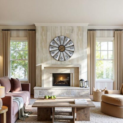 Vantic 30'' Windmill Large Wall Clock, Distressed Metal Clock - size: 30