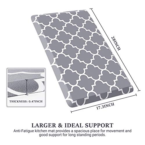 WISELIFE Kitchen Mats and Rugs Cushioned Anti-Fatigue, 17.3"x 28", Grey - color: Stylish Grey, size: 28"L x 17.3"W x 0.5"Th