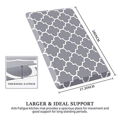 WISELIFE Kitchen Mats and Rugs Cushioned Anti-Fatigue, 17.3"x 28", Grey - color: Stylish Grey, size: 28"L x 17.3"W x 0.5"Th
