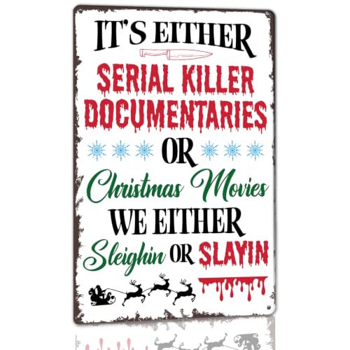 Funny Christmas Movie Metal Sign Xmas Horror Movie Sign Wall Decor
