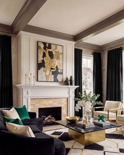 NICETOWN Black Velvet Curtains for Living Room, W52 x L144, 2 Panels - color: Black, size: 52"W x 144"L (Pack of 2)