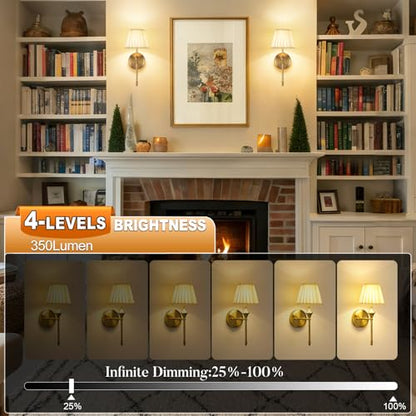 Battery Operated Wall Sconces with Dimmable Led Bulbs and Remote - color: Dull Bronze