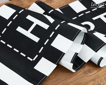 Letjolt Happy Birthday Table Runner 72 Inches, Black Striped (Pack of 2) - color: Black Stripe, size: 12x72 Inches (Pack of 2)
