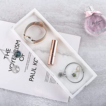 Luxspire Marble Tray for Soap Dispenser Perfume Jewelry, S, Marble White - color: B - White Marble, style: Small