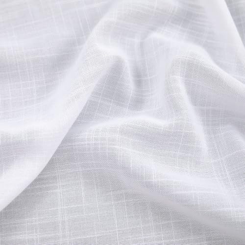 Mrs.Naturall Linen Narrow Curtains 84 Inches Long for Skinny Window, Back Tab Boho Farmhouse Light Filtering Not See Through Curtain Drapes for Living Room Bedroom 2 Panels Set 84 Inch Length, White - color: White, size: 42"W x 84"L (Pack of 2)