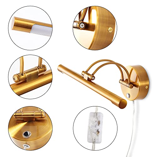MantoLite LED Dimmable Wall Sconce,16in Plug-in Adjustable Arm Vanity Light - size: 16inch dimmable