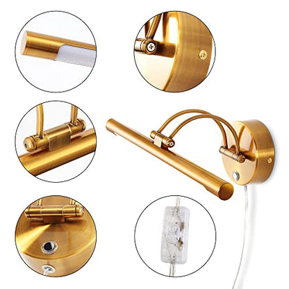 MantoLite LED Dimmable Wall Sconce,16in Plug-in Adjustable Arm Vanity Light - size: 16inch dimmable