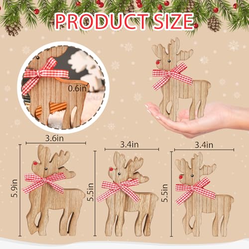 Reindeer Christmas Decor Wooden Deer Table Decoration 3Pcs