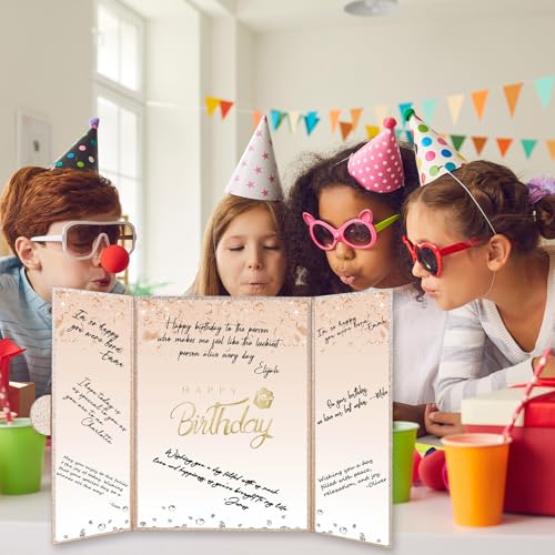 Crenics Champagne Gold Birthday Guest Sign in Book Alternative 18" x 12" - color: Champagne Gold
