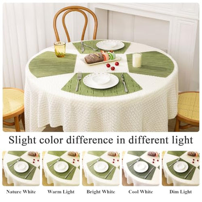 SHACOS PVC Woven Vinyl Wedge Placemats Set of 4 Round Table Placemats Wipe Clean Heat Resistant Round Table Mats (4, Green) - color: Green