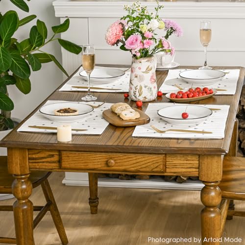 Artoid Mode Light Grey Farmhouse Woven Rustic Placemats Set of 4-12x18 Inch - color: Light Grey, size: 12" x 18", 4 Pcs