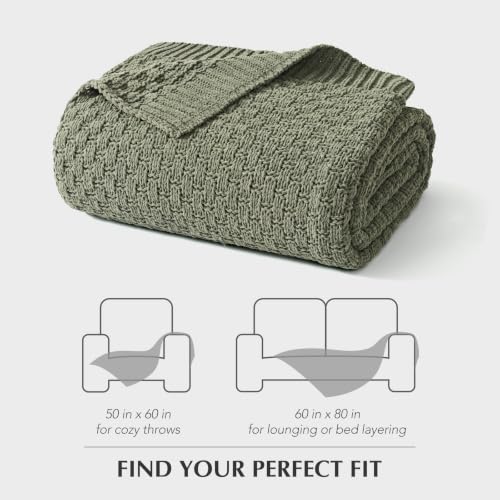 EVERGRACEHOME Chunky Chenille Knit Throw Blanket, Dried Thyme Green, 60x80 - color: Dried Thyme Green, size: 60" x 80"
