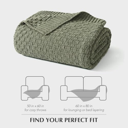 EVERGRACEHOME Chunky Chenille Knit Throw Blanket, Dried Thyme Green, 50x60 - color: Dried Thyme Green, size: 50" x 60"